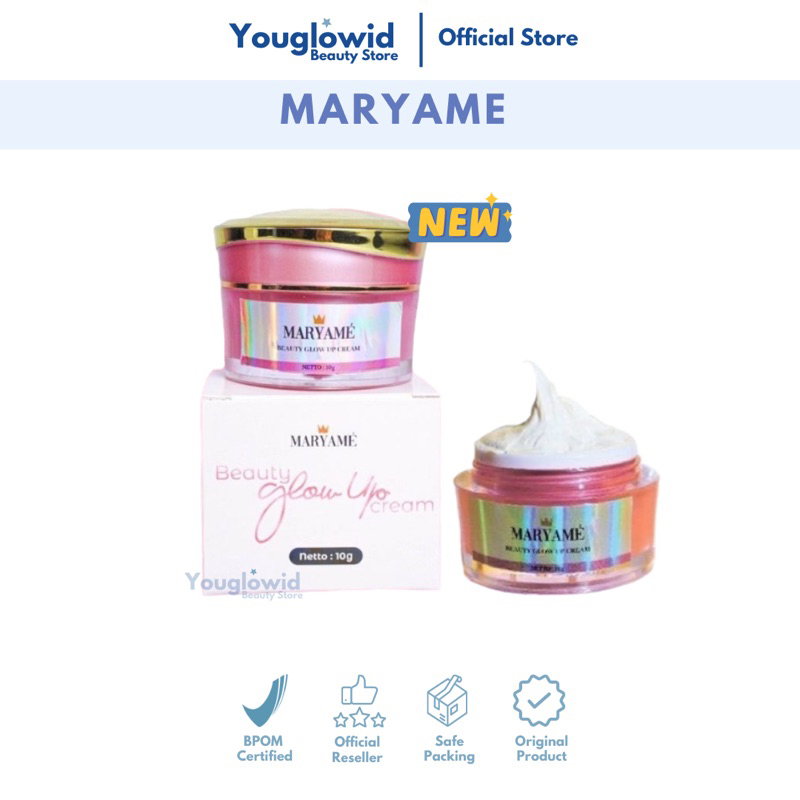 MARYAME Beauty Glow Up Cream All in One | Maryame Beaute Glow Up Krim Pemutih Wajah Glowing Anti Aging Penghilang Flek Hitam Jerawat Hiperpigmentasi Cream Ajaib Maryame Moisturizer Serum Daycream Vitamin Sunscreen Spf 30 Viral BPOM