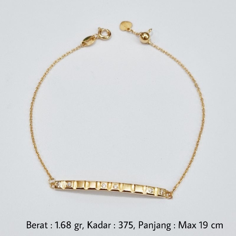 Gelang Serut Emas Asli 8K 1.68 Gram Panjang Maksimal 19 cm Model Plat - B9
