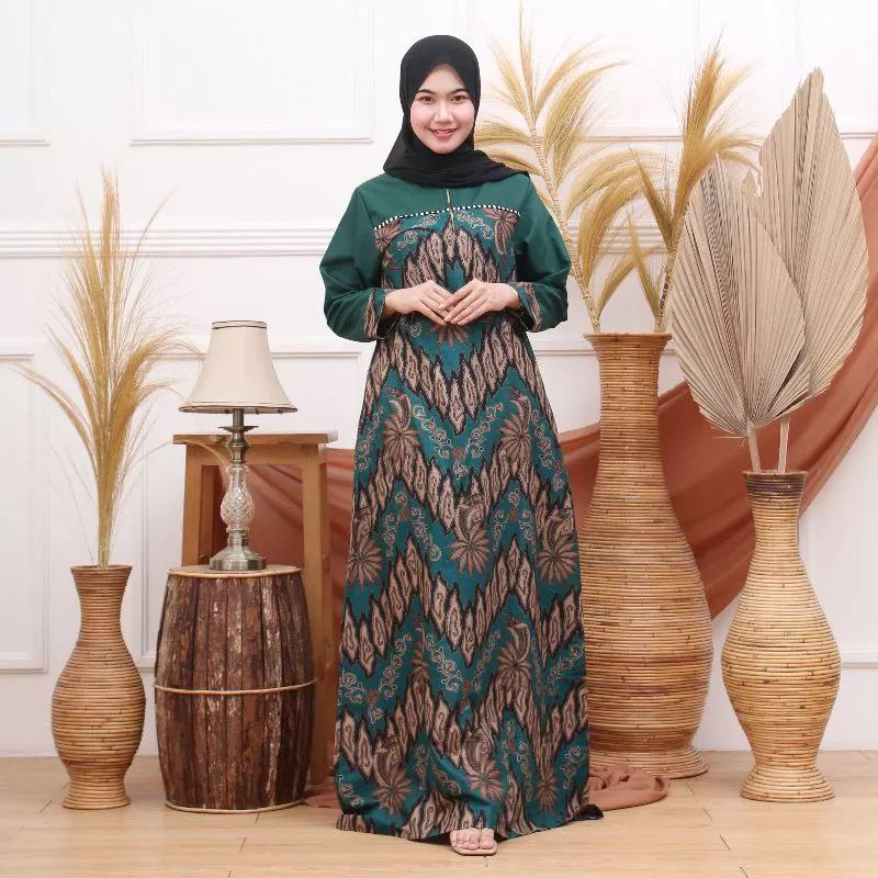 Gamis batik kombinasi katun terbaru