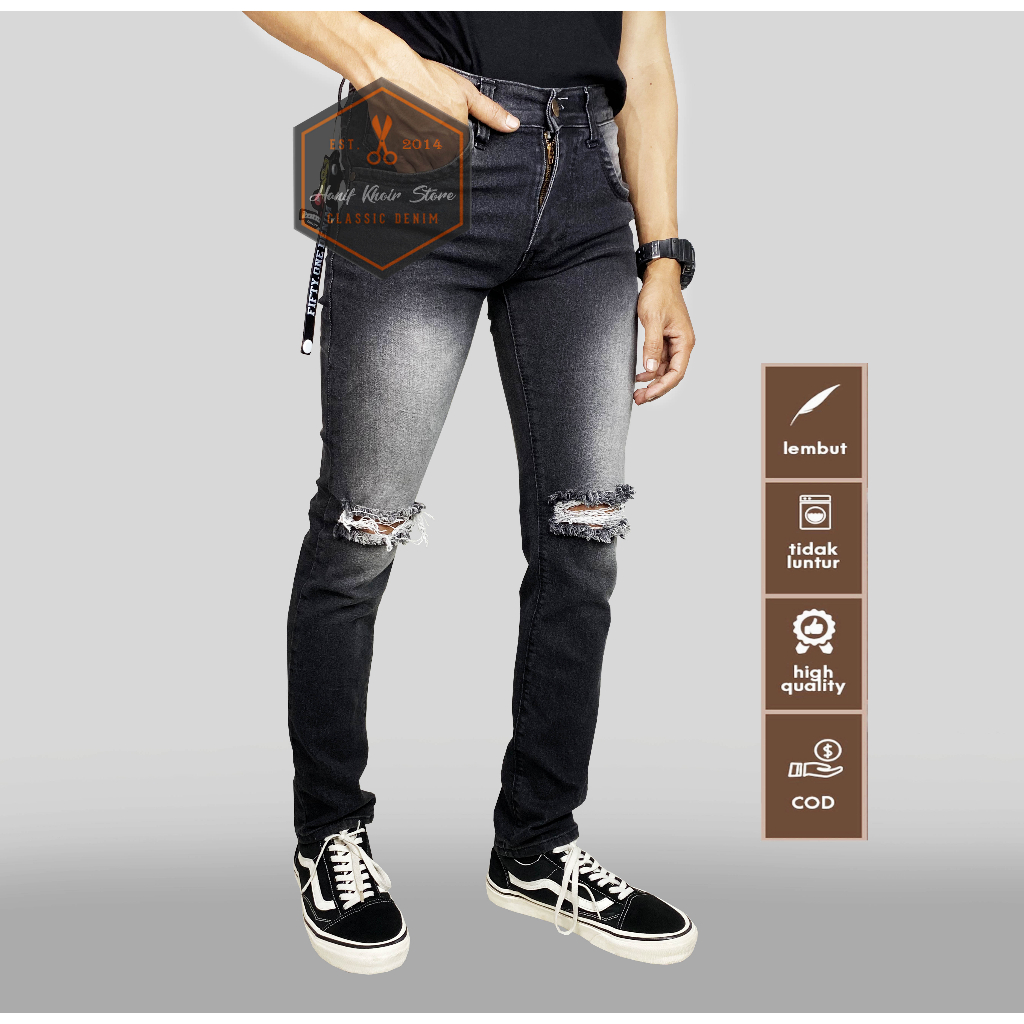 CELANA JEANS RIPPED / SOBEK PRIA/COWOK/COWO SLIMFIT MURAH DAN GROSIR