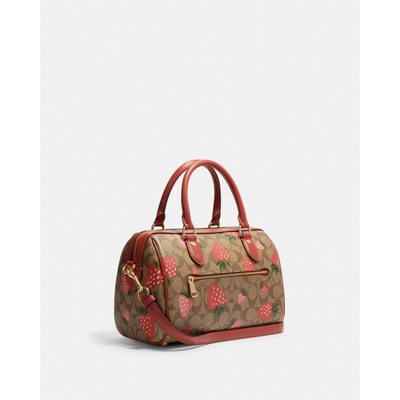 Coach Rowan Satchel In Signature Canvas With Wild Strawberry Print (CH 511)