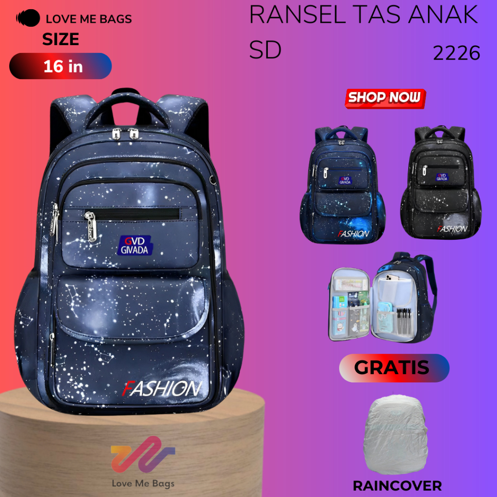 LMB Tas Sekolah Anak Laki-Laki SD Remaja import Model bintang angkasa anti air Ukuran Besar