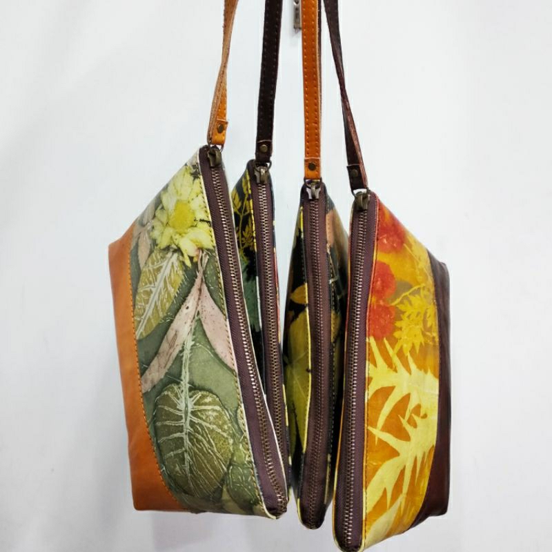 Pouch Kulit Ecoprint / Leather Pouch Ecoprint / Dompet Tangan