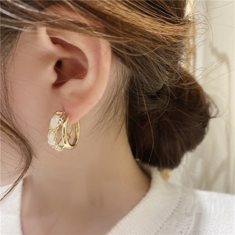 Ark.co - Lance earrings (basic ; chain white) anting lingkaran hoops statement