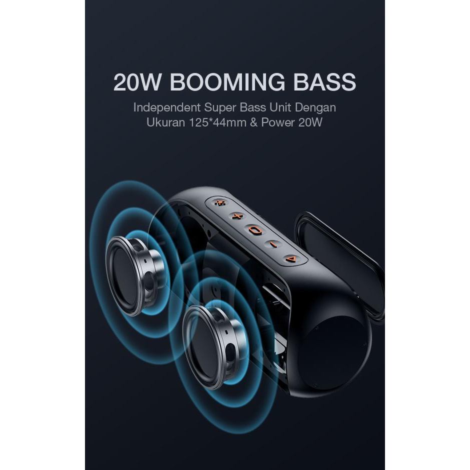 ACOME Super Bass Speaker Bluetooth 5.0 20W IPX7 Waterproof RGB Light Rhyme Rave Party A20