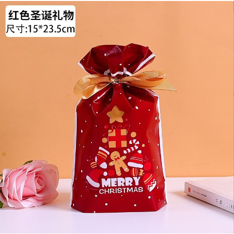 

PLASTIK IKAT TIED DRAWSTRING RED GINGERBREAD 14X17