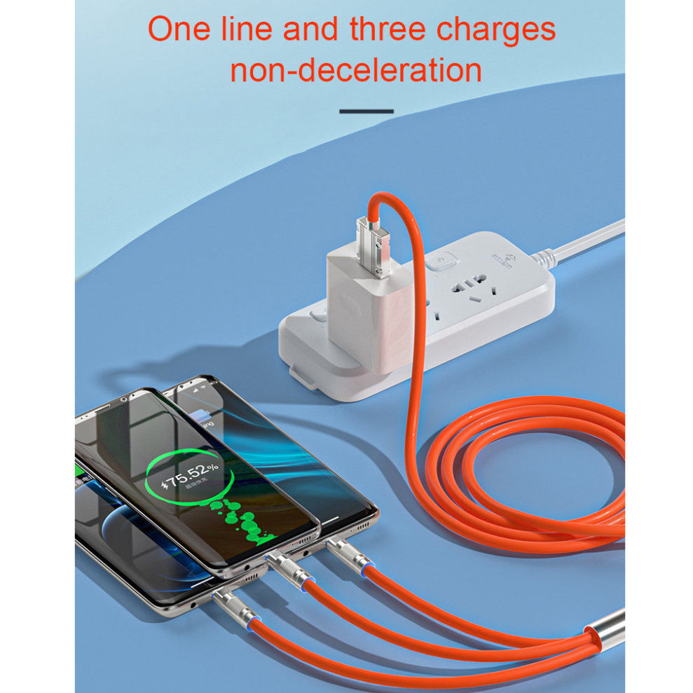 3in1 Kabel Data 120W 6A Super Fast Charge Micro USB Type-C iPhone Pengisian Super Cepat Silikon Cair For iP iOS Lightning Fast Charging XIAOMI OPPO VIVO HUAWEI SUMSUNG