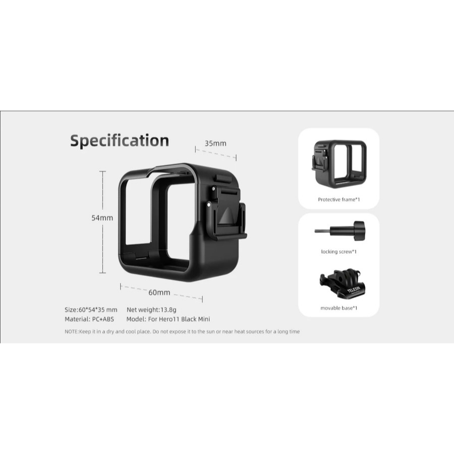 TELESIN Plastic Protective Frame for GoPro Hero 11 Mini Case 11 Mini