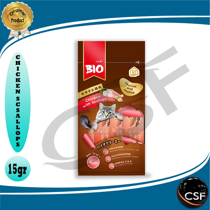 Snack Kucing Bio Creamy 15gr 1 kotak @12 Pcs All Varian (EKSPEDISI)