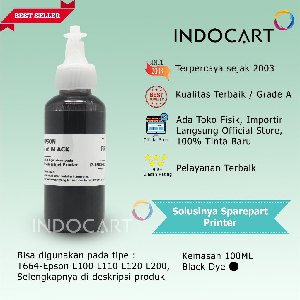 IndoCart Tinta Premium Epson T6731 T6732 T6733 T6734 T6735 T6736-100ml