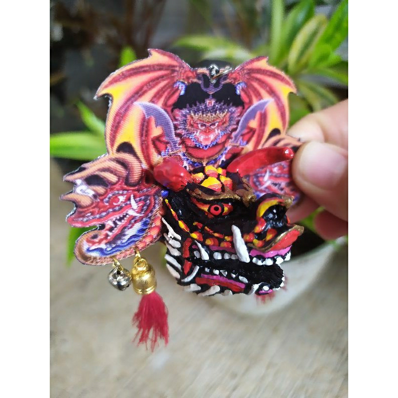 BARONGAN mainan DEVIL TELON MERAH reog jawa timur gantungan kunci souvenir barong jaranan