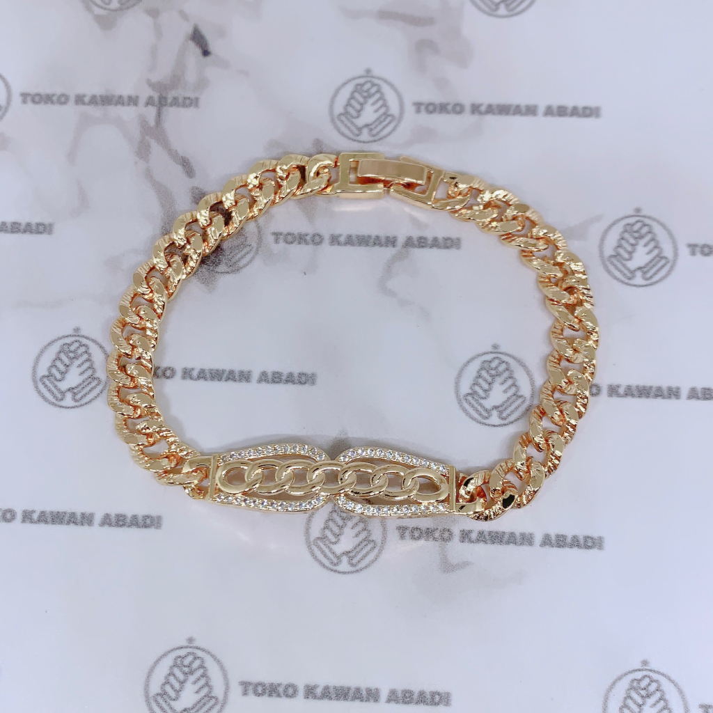 Gelang Tangan Xuping Gold Perhiasan Fashion Wanita Dewasa Rantai Permata Love Bola 28