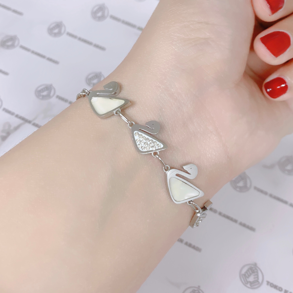 Titanium Silver Gelang Tangan Dewasa Rantai Angsa *88