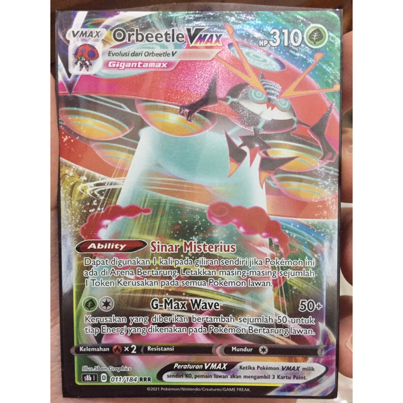 KARTU POKEMON TCG ORBEETLE VMAX RRR INDONESIA HOLO