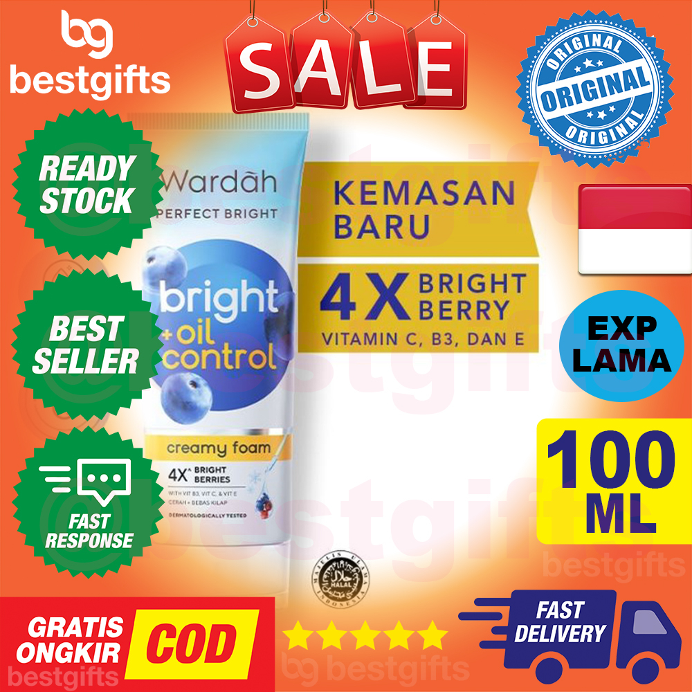 WARDAH PERFECT BRIGHT CREAMY FOAM BRIGHT + OIL CONTROL MENCERAHKAN DAN MENUTRISI KULIT 100 ML