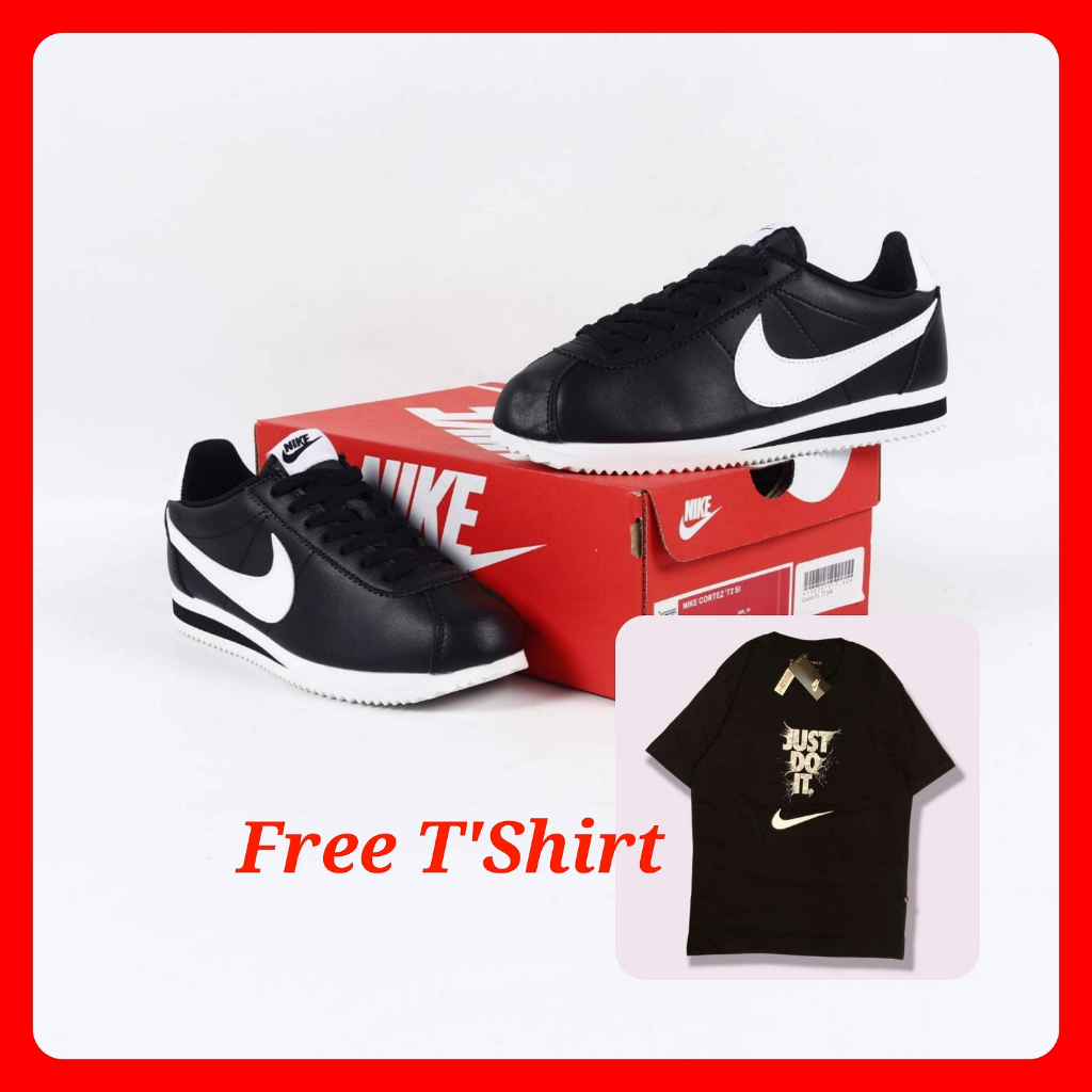 Sepatu Cortez Classics Leather Black White Original