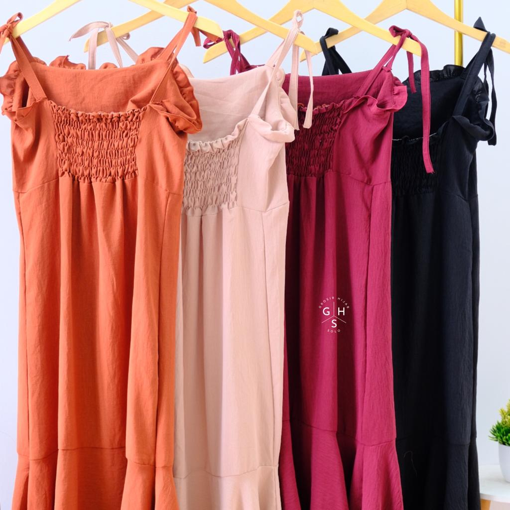 KARTIKA LONG DRESS TALI ATASAN WANITA REMAJA CRINCLE AIRFLOW PREMIUM (DBY)