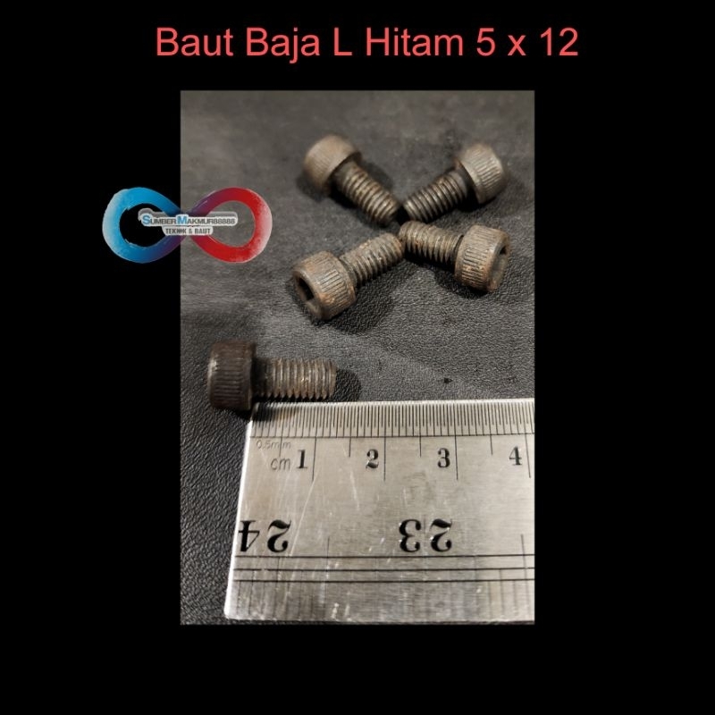 Baut L Baja 5x12 mm / Baut L Hitam