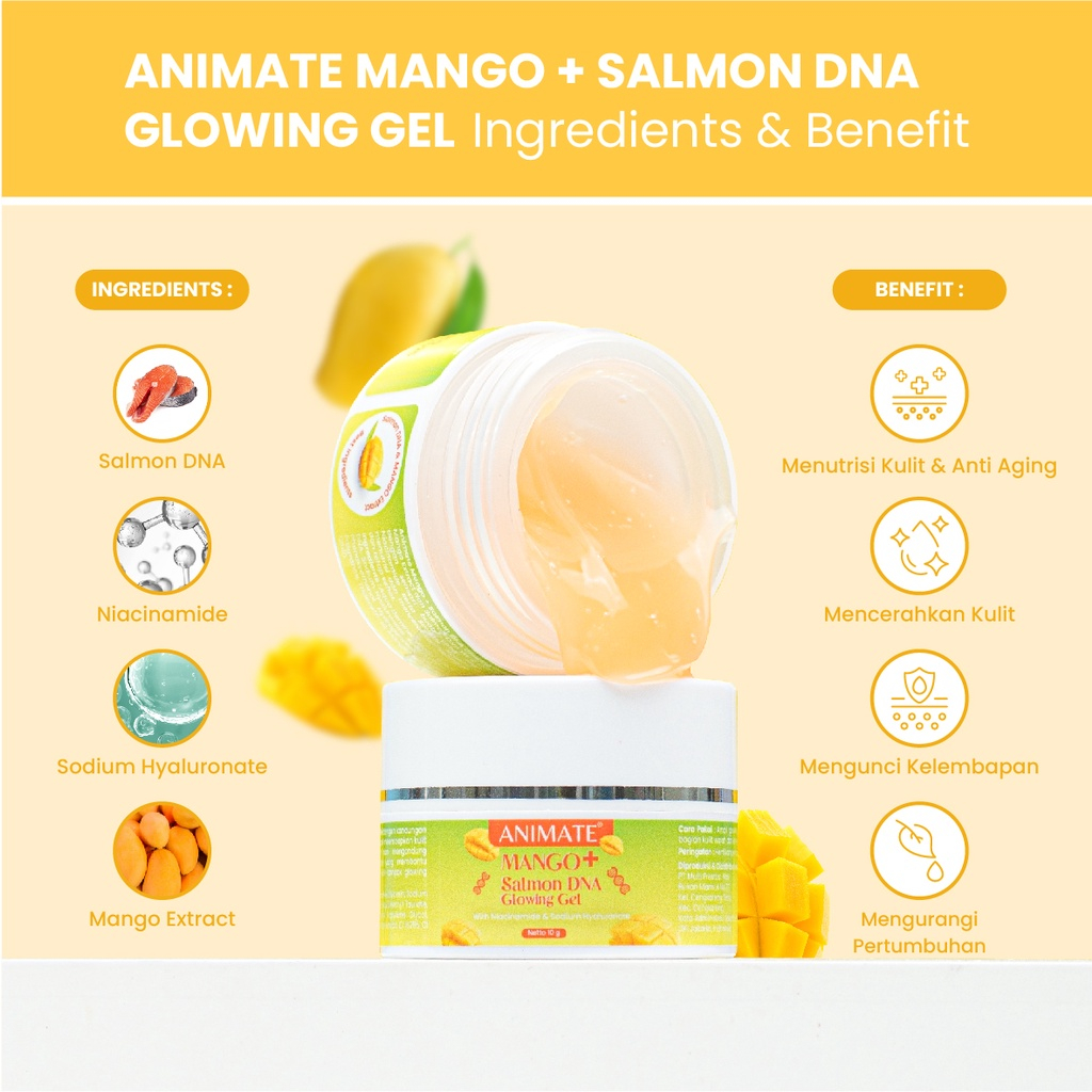 Animate Glowing Gel Beet + Salmon DNA Pelembab Wajah Moisturizer Animate Yuzu + Salmon DNA Glow Gel Mencerahkan Wajah Animate Skincare