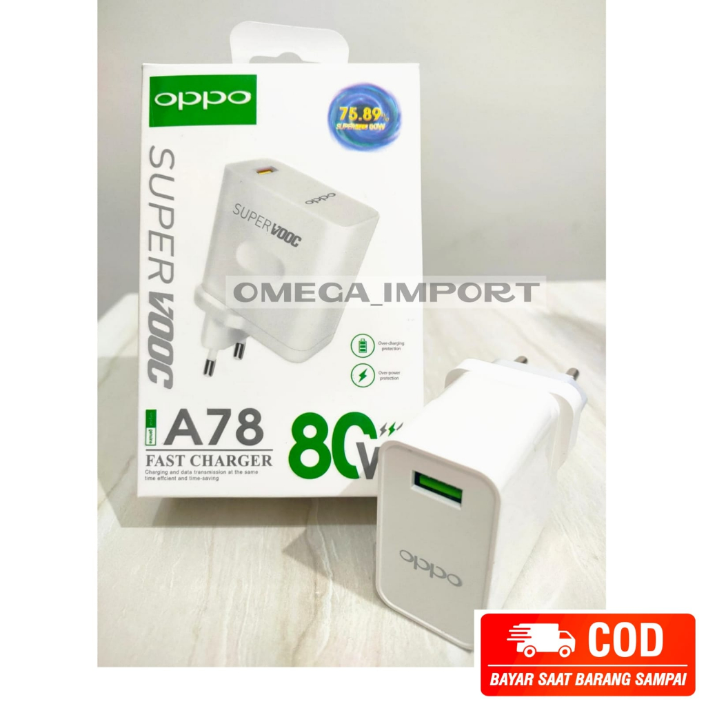 (OM) ADAPTER OPPO A78 80W SUPER VOOC FAST CHARGER