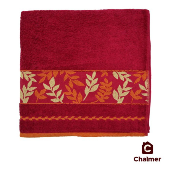 Jual Handuk Mandi Chalmer 70x135 Motif Leaf Handuk Mandi Dewasa Chalmer - Merah Diskon