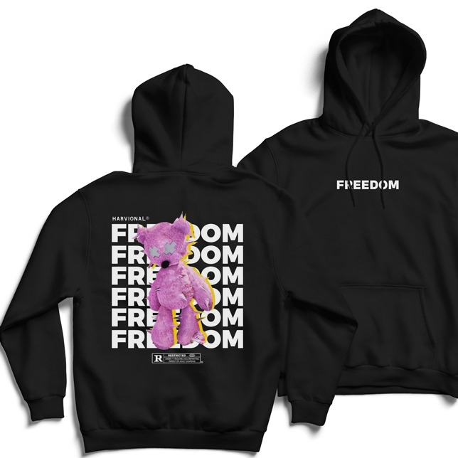 Parisdivarious Sweater Hoodie Jemper Freedom Beruang FC Bahan Fleece Size S - XXL (Pria &amp; Wanita)