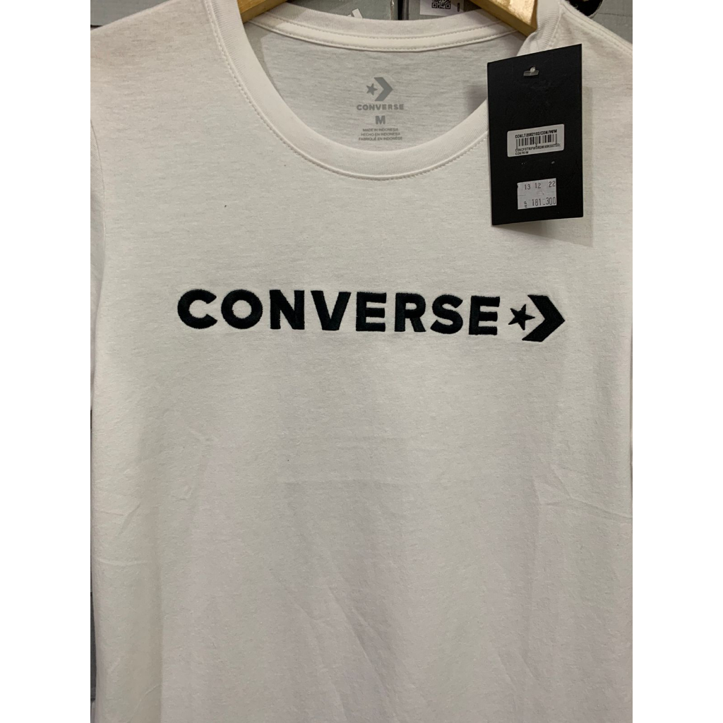 Converse CF Strip Word Marks Tee White CONLT2082102 Kaos Wanita Original