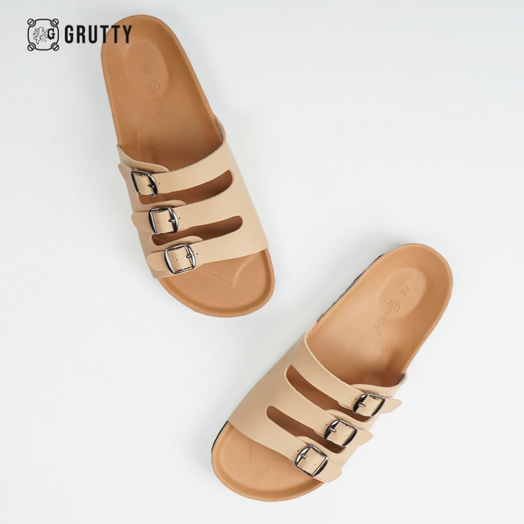 GRUTTY Triva MS IX Sandal Wanita Flat Cream Sendal Kekinian Super Comfy