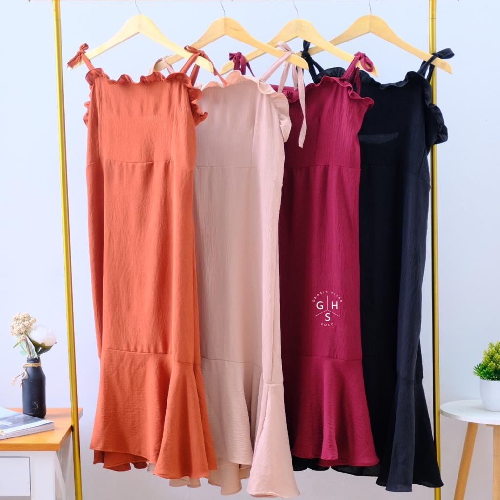 KARTIKA LONG DRESS TALI ATASAN WANITA REMAJA CRINCLE AIRFLOW PREMIUM (DBY)