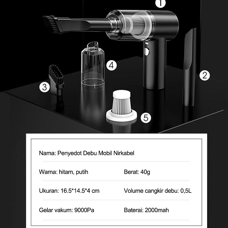 AmazeFan Penyedot Debu Nirkabel 9000Pa Mini Portabel Vakuum Penghisap Debu Mobil Vacum Cleaner Wet And Dry Wireless Vacuum Lantai Kasur Pembersih Penyedot USB Rumah Vaccum Meja Alat Sedot Debu Bed Facum Car Vakum Cleaner peralatan elektronik rumah tangga