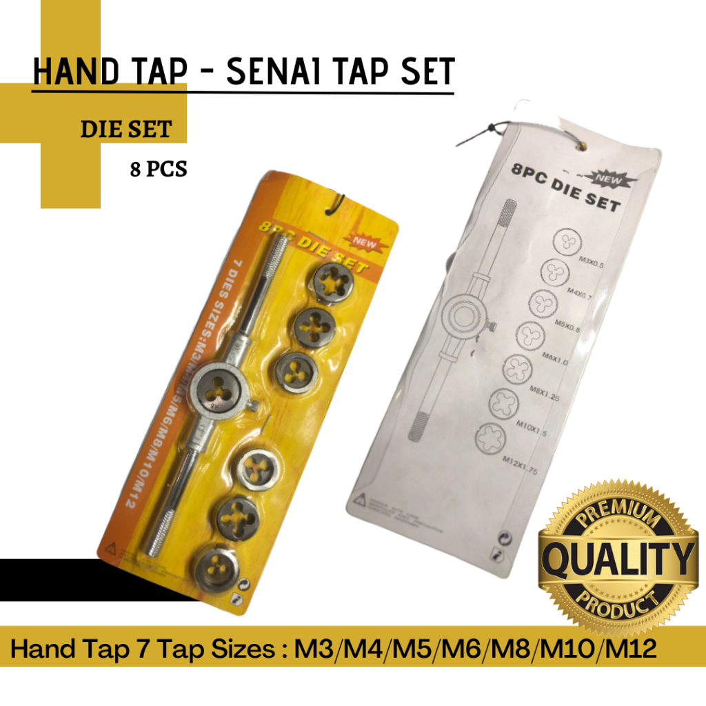 HAND TAP SNAI DRAT BAUT SET - DIE SET 8 PC KUALITAS TINGGI