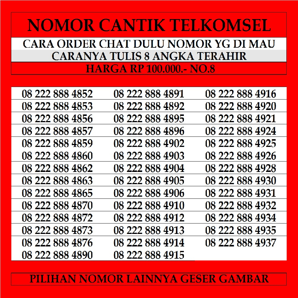 Nomor Cantik Simpati SP 100 Kartu Perdana Telkomsel Nomer