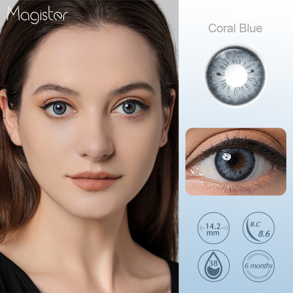 [✅Baru] Magister Warna Softlens Mata Normal,  Lensa Kontak Warna Alami, Soflens Murah Grey Lensa Warna, Soflen Diameter 14.2MM