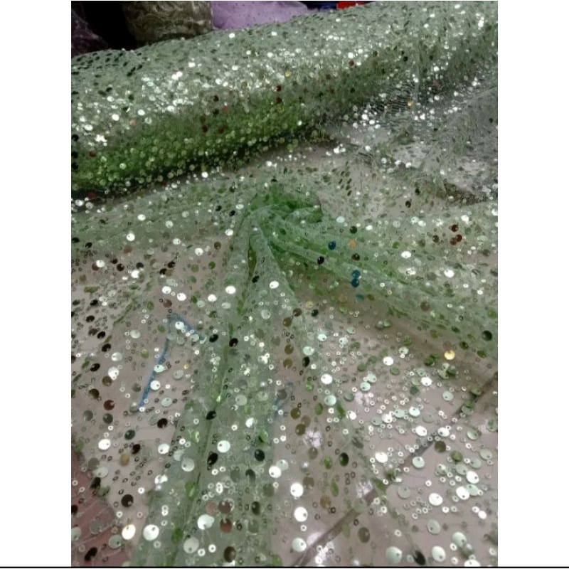 kain Tile sequin spraingkle mutiar Bahan Tule tile sequin mutiar kain kebaya new  glowing meteran g