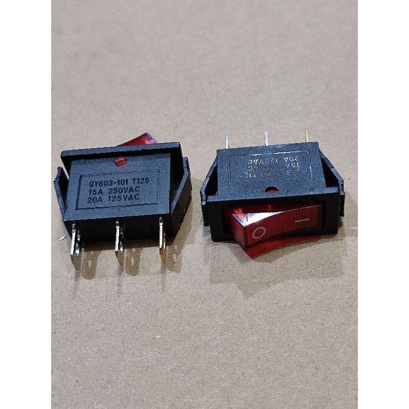 Saklar Rocker Switch 3 Pin + Lampu Tanggung