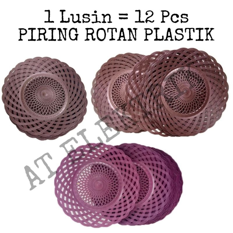 { 1 Lusin / 12 pcs } Piring Rotan Plastik / Piring plastik buat tatakan nasi goreng