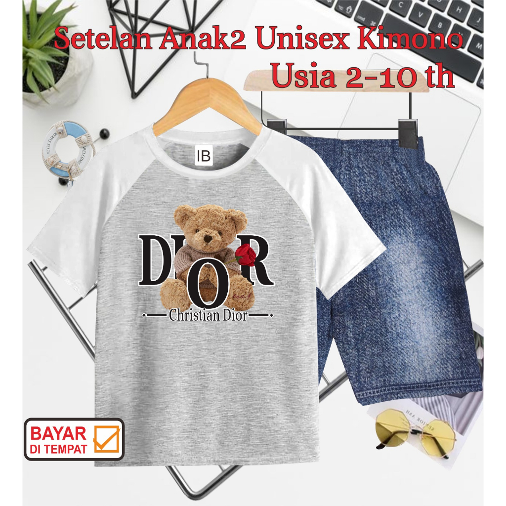 ((IB))SETELAN ANAK2 UNISEX KIMONO SEMI JEANS/BEAR DIGITAL SABLON