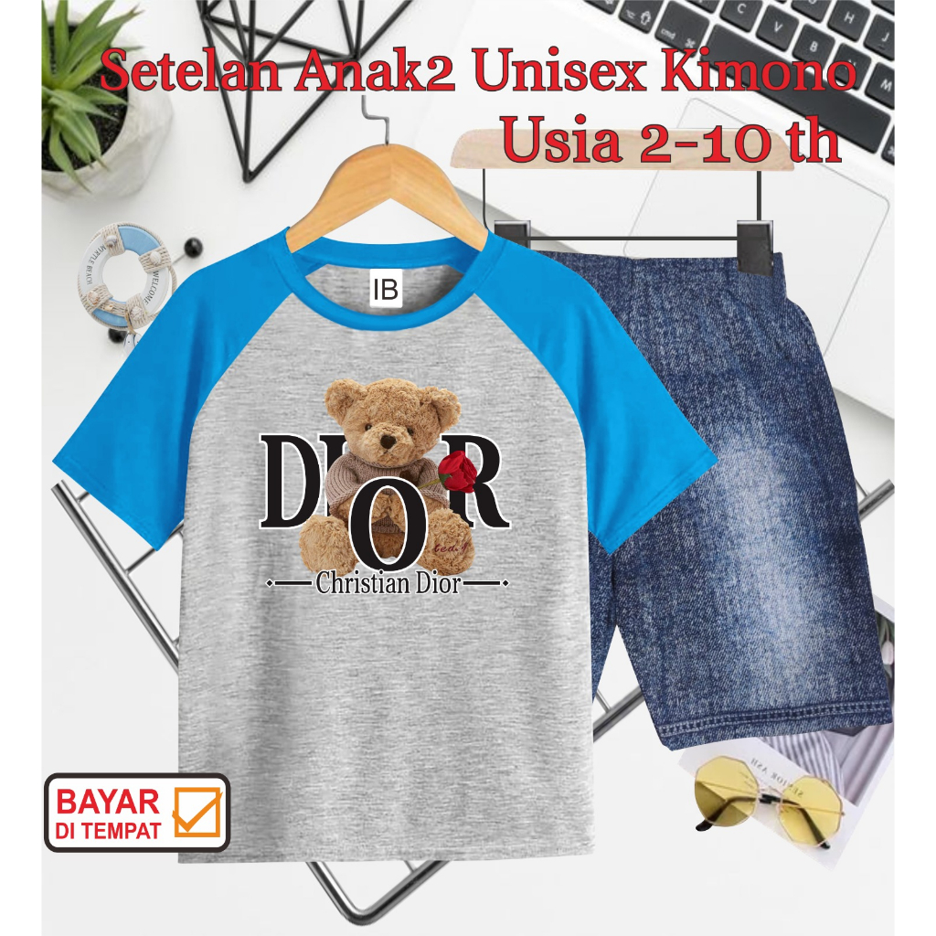 ((IB))SETELAN ANAK2 UNISEX KIMONO SEMI JEANS/BEAR DIGITAL SABLON