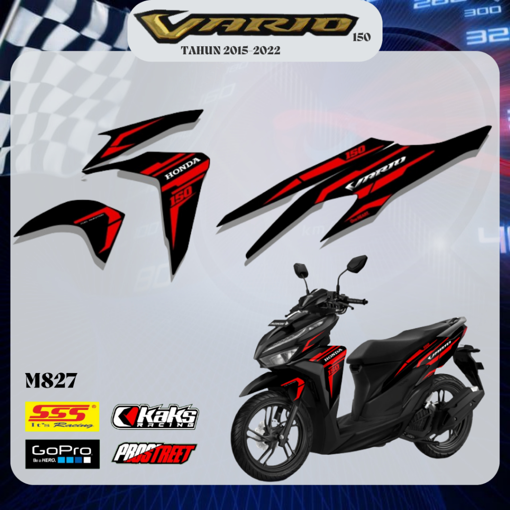 Stiker Striping Lis Motor Vario New 150 2015 2016 2017 KODE M827 Sticker Decal Print List Variasi Ho