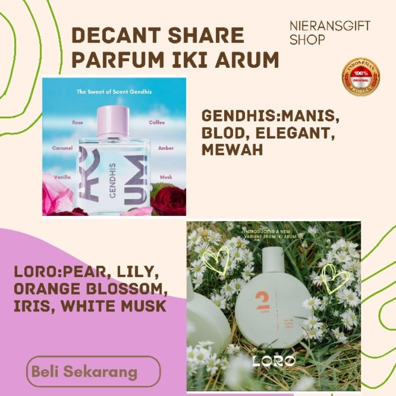 IKI ARUM PARFUM GENDHIS (DECANT/SHARE IN JAR) GENDHIS &LORO Freegift ✨