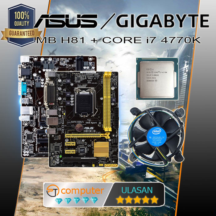 Paket Intel Core i7 4770 + Mainboard H81 Asus / Gigabyte Intel Lga 1150