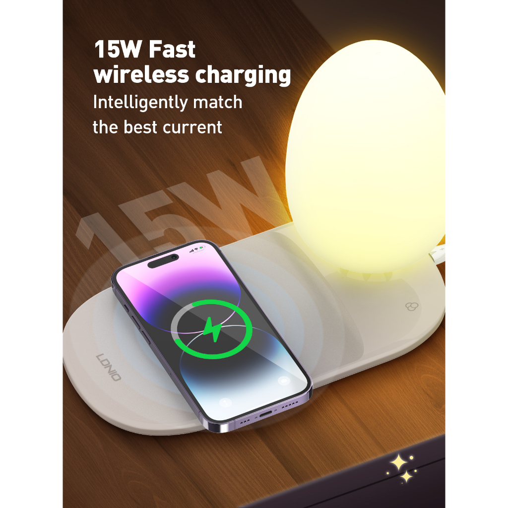 LDNIO Desk Lamp Y3 Lampu Tidur RGB Fast Wireless Charging