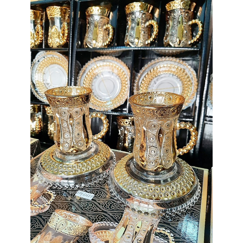 CANGKIR SET TATAK TURKI GOLD MEWAH + EXTRA BUBBLE WRAP