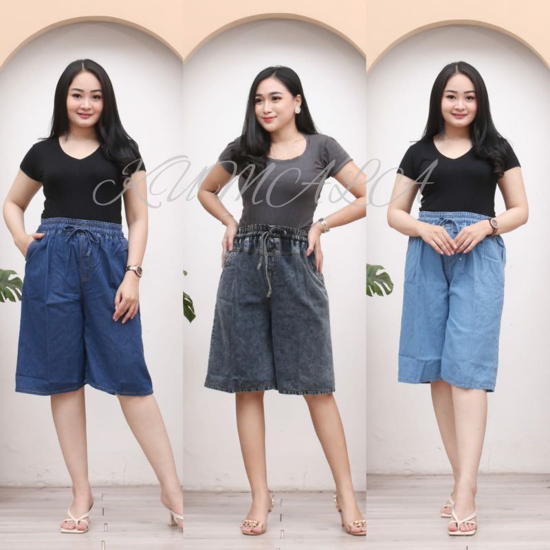 KULOT PENDEK BAWAH LUTUT | CELANA 7/8 JUMBO | CELANA PENDEK WANITA | CELANA KULOT PENDEK JEANS | KUL