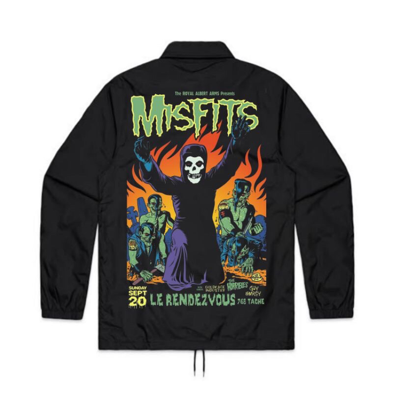 JAKET COACH BAND MISFITS | WINDBREAKERS HITAM PRIA | JAKET PUNK | COACH JAKET THE MISFITS