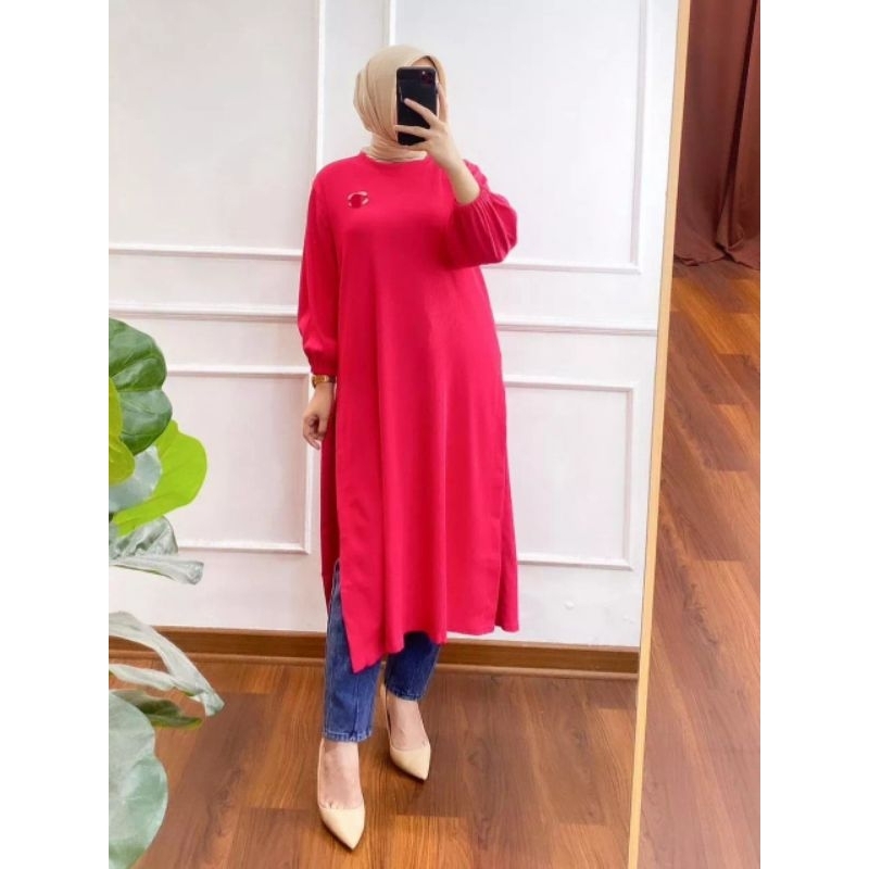 Dress Wanita Kekinian Pakaian Fashion Long Dress korea Tunik Jumbo OOTD Pakain Wanita Midi Dres