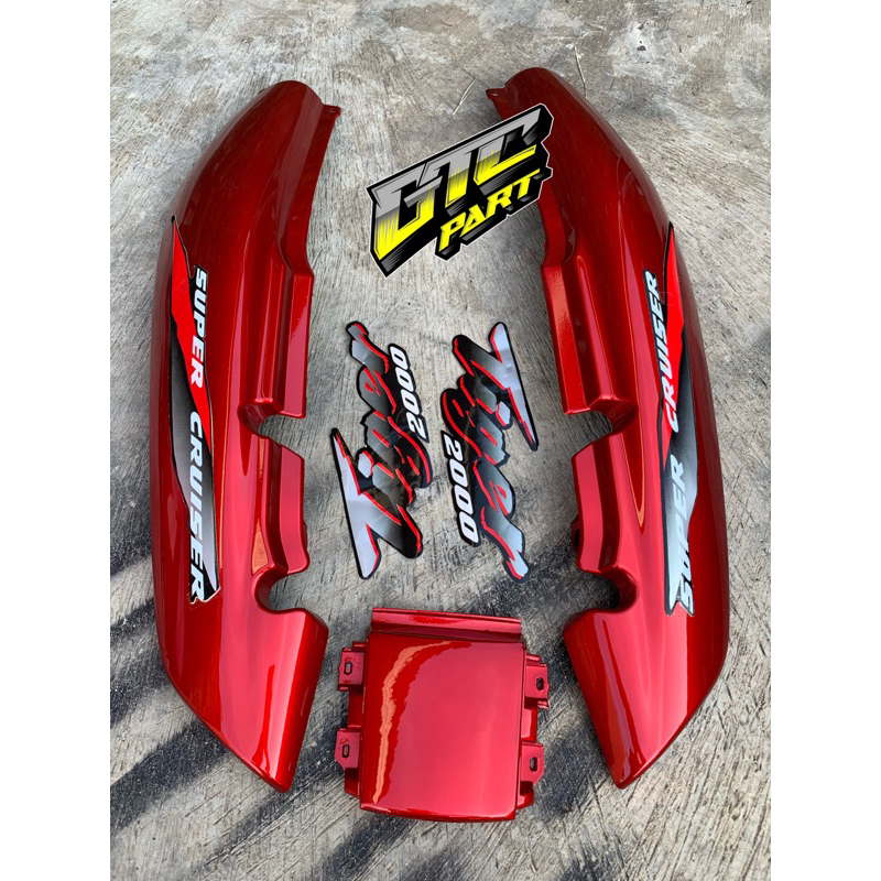 Body tiger lama 2000 body tiger lawas body tilas warna merah maron set stiker tiger lama