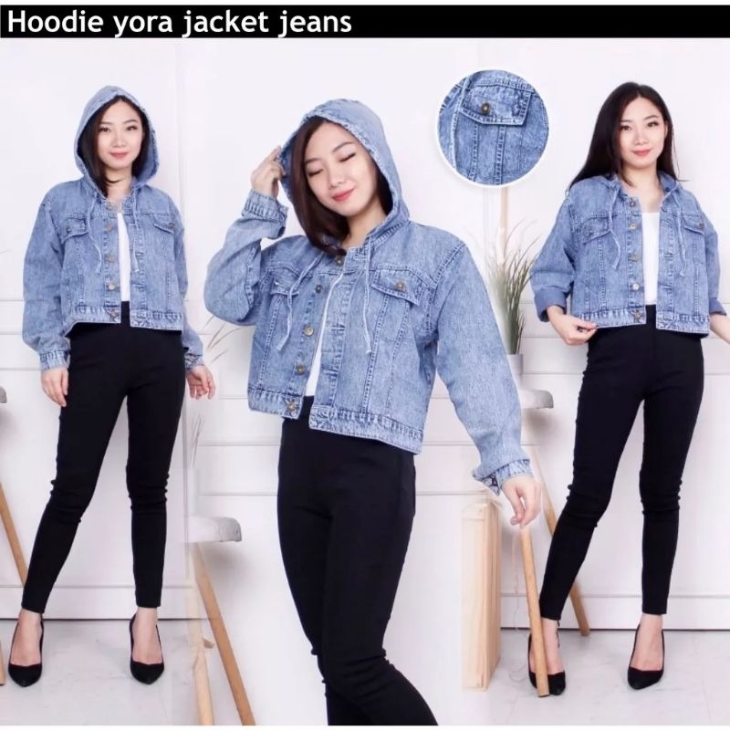 Yoora Hoodie Jeans Denim // Jaket Hoodie Jeans Wanita // Hoodie Biondy