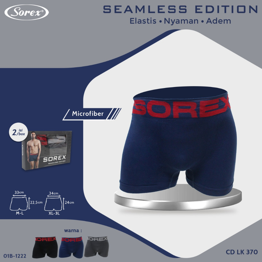 (1biji) Cd Pria Sorex 370 Rajut Seamless | Cd Boxer Cowok |jx