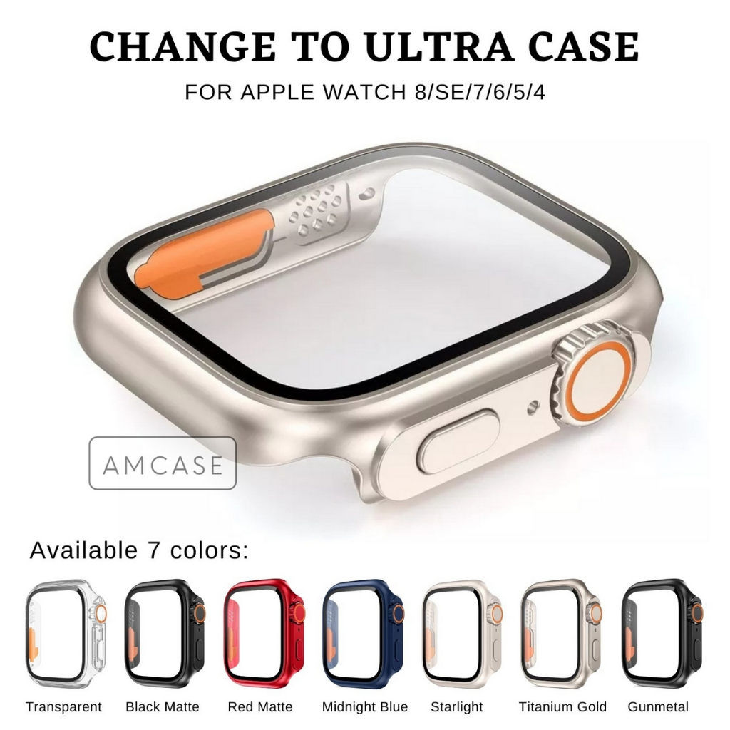 ( FOR IWATCH ) CHANGE TO MODE ULTRA 1:1 GLASS COVER APPLE WATCH - SERIES 4 5 6 7 8 SE | SIZE 40mm 41mm 44mm 45mm | tempered glass pelindung layar case iwatch